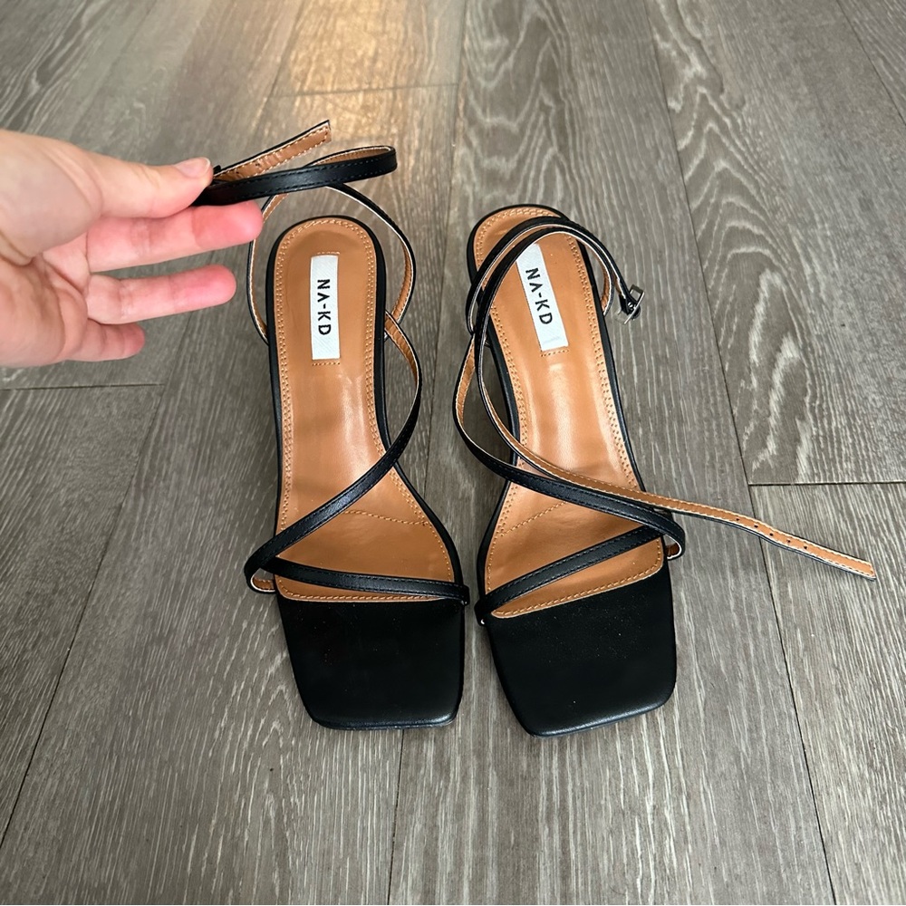Nakd black sandal heels size 38 womens 7.5